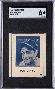 1948 R346 Blue Tint #29 Lou Gehrig, Hand Cut - SGC Authentic